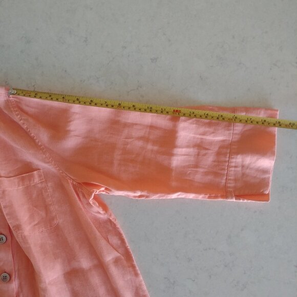 J Jill 100% linen soft orange cantaloupe embroidered tunic top button down Large - Picture 14 of 16